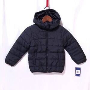 Mighty Mac Kids Puffer Jacket Sz 5/6yrs Hooded Stand Collar Full Zip Winter Coat